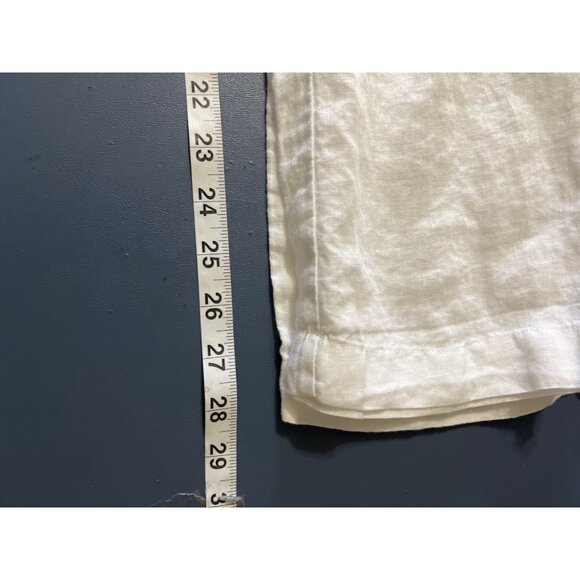 Womens Linen Pants Size 8 White Drawstring Waist Coastal Beach Boho Lagenlook - Picture 5 of 12